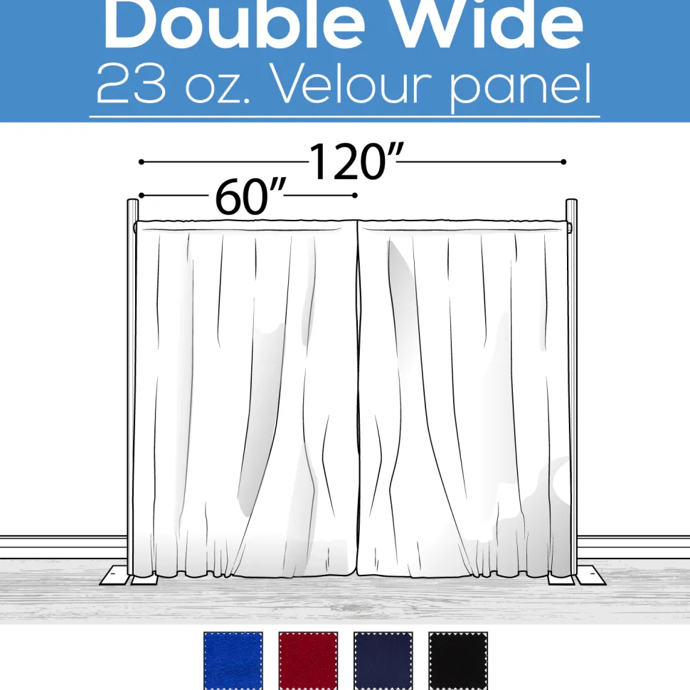 23 oz. Inherently Fire Retardant Polyester Velour - Double Wide (120") Sewn Drape Panel w/ 4" Rod Pockets - 12ft