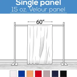 15 oz. Inherently Fire Retardant Polyester Velour - Sewn Drape Panel 60" Wide w/ 4" Rod Pockets - 18ft