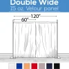 15 oz. Inherently Fire Retardant Polyester Velour - Double Wide (120") Sewn Drape Panel w/ 4" Rod Pockets - 18ft