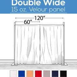 15 oz. Inherently Fire Retardant Polyester Velour - Double Wide (120") Sewn Drape Panel w/ 4" Rod Pockets - 18ft