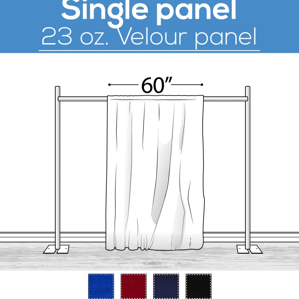 23 oz. Inherently Fire Retardant Polyester Velour - Sewn Drape Panel 60" Wide w/ 4" Rod Pockets - 50ft