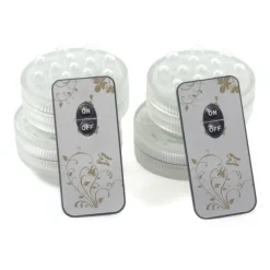 4 PACK - Small Submersible Puck Light - Battery Operated W/ Remote - White