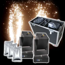 Pair of EddyLight Pro Spark, Spinning Cool Sparkler Machine w/ Flight Case - Shoots Flame-less Sparks up to 16ft!