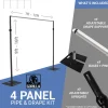 4-Panel Black Anodized Pipe and Drape Kit / Backdrop - 9-16 Feet Tall (Adjustable)