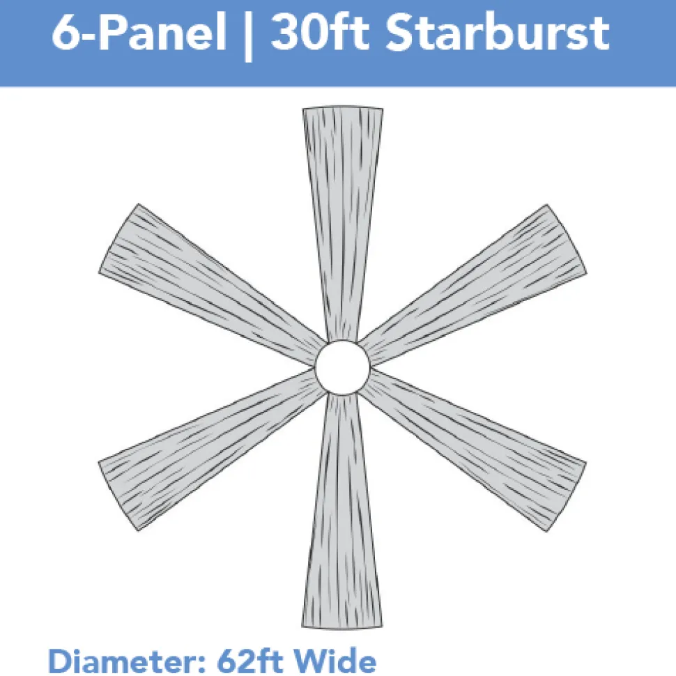 6-Panel 30ft Starburst Ceiling Draping Kit (62 Feet Wide)