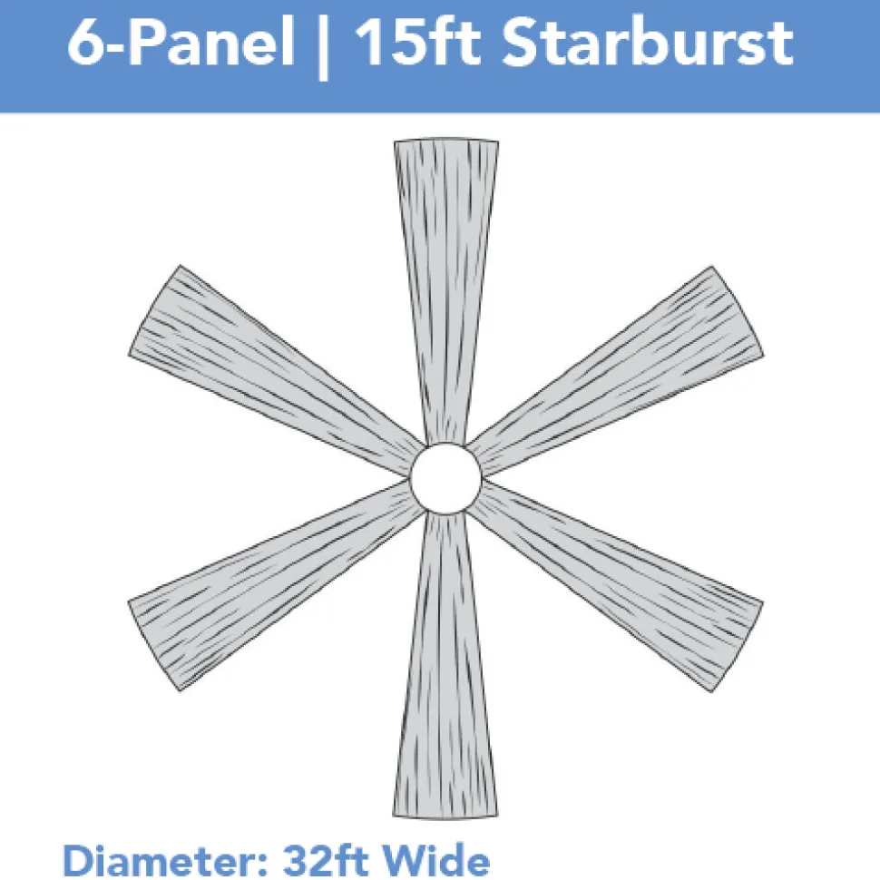 6-Panel 15ft Starburst Ceiling Draping Kit (32 Feet Wide)