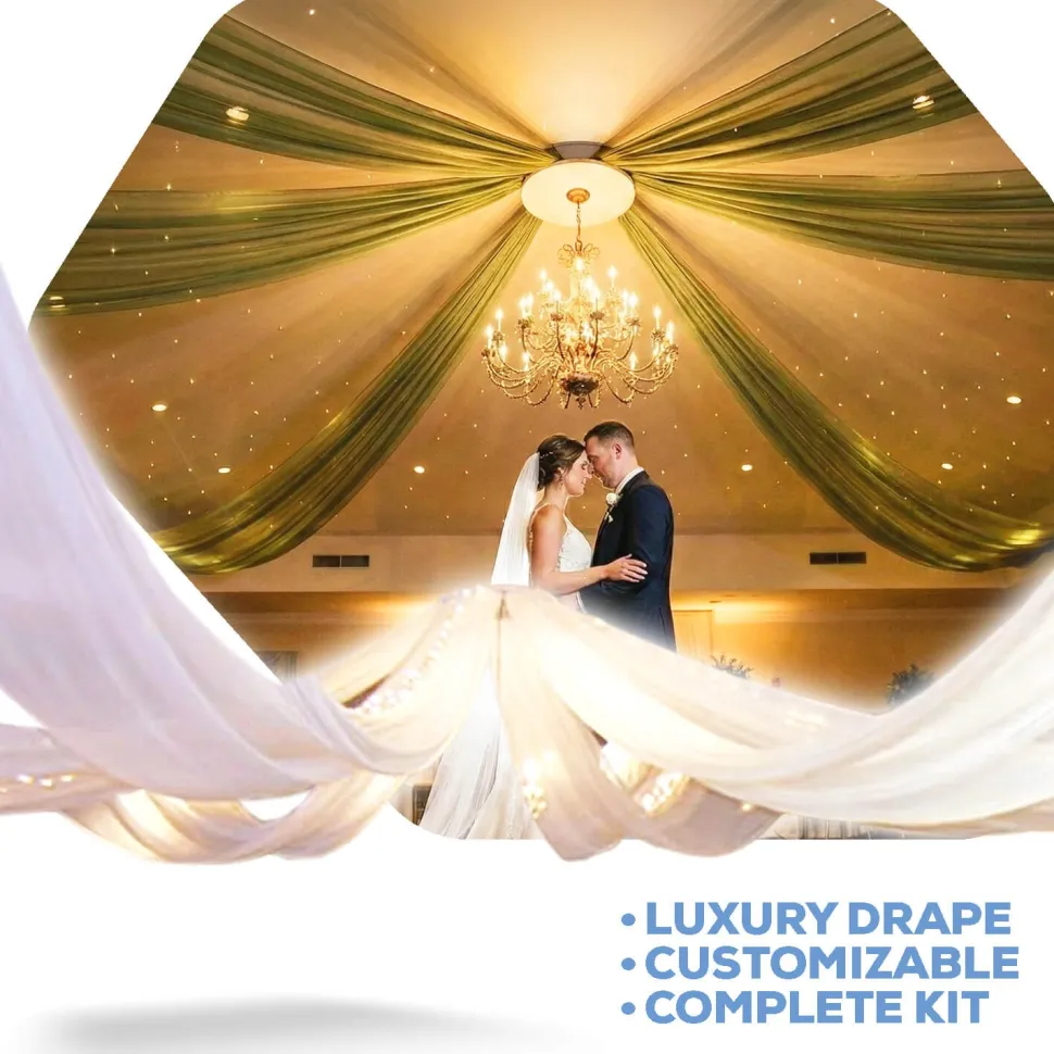 6-Panel 21ft Starburst Ceiling Draping Kit (44 Feet Wide)