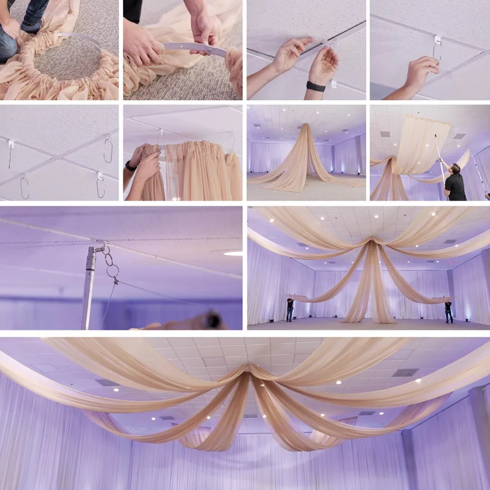 4-Panel 10ft Starburst Ceiling Draping Kit (22 Feet Wide)