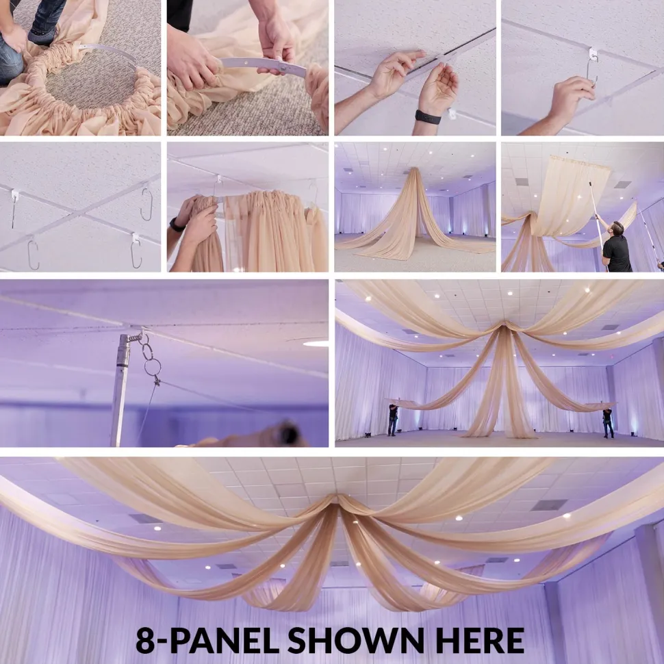 4-Panel 21ft Starburst Ceiling Draping Kit (44 Feet Wide)