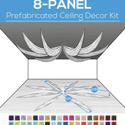 8 Panel Kit - Prefabricated Complete Ceiling Drape Kit - 80ft Diameter - Select Drop, Fabric & Color!