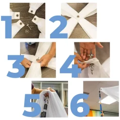 10 Panel Kit - Prefabricated Complete Ceiling Drape Kit - 40ft Diameter - Select Drop, Fabric & Color!