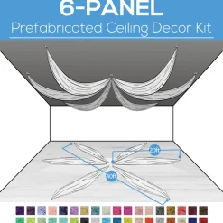 6 Panel Kit - Prefabricated Complete Ceiling Drape Kit - 40ft Diameter - Select Drop, Fabric & Color!