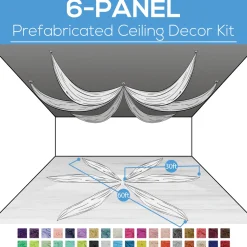 6 Panel Kit - Prefabricated Complete Ceiling Drape Kit - 60ft Diameter - Select Drop, Fabric & Color!