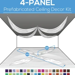 4 Panel Kit - Prefabricated Complete Ceiling Drape Kit - 36ft Diameter - Select Drop, Fabric & Color!