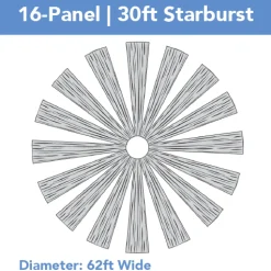 16-Panel Starburst 30ft Ceiling Draping Kit (62 Feet Wide)