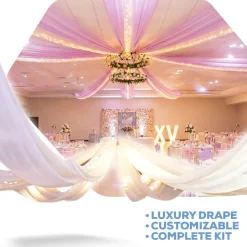 8-Panel Starburst 30ft Ceiling Draping Kit (62 Feet Wide)