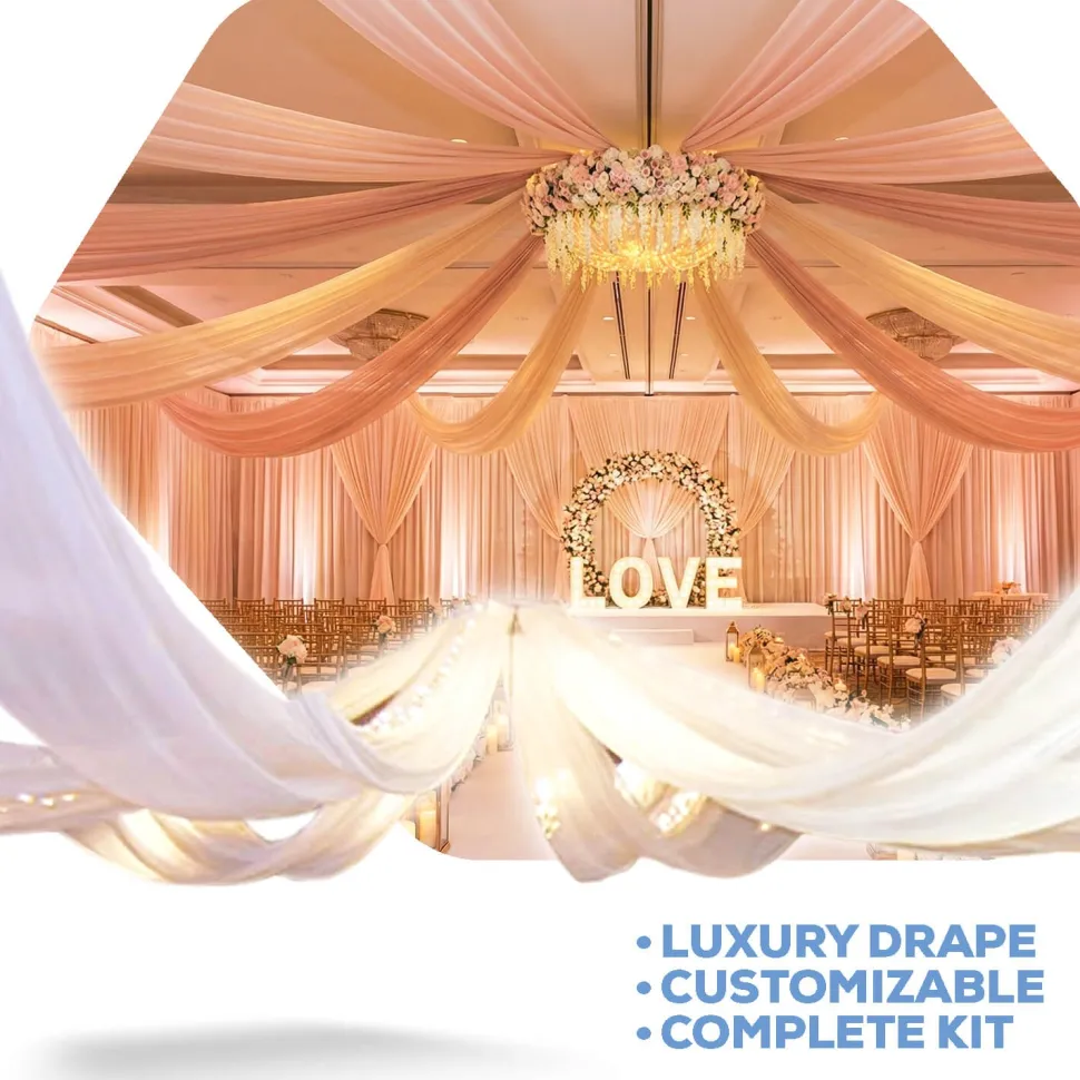 12-Panel Starburst 30ft Ceiling Draping Kit (62 Feet Wide)