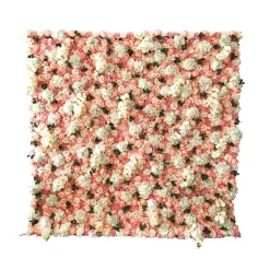 Peach & White w/ Greenery Mixed Floral Wall - Curtain Style - Easy Install! Select Size