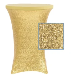 Perfect Fit Sequin Spandex Cocktail Table Cover 30"-32" Round - Gold