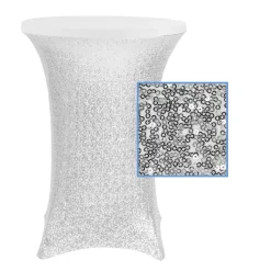 Perfect Fit Sequin Spandex Cocktail Table Cover 30"-32" Round - Silver