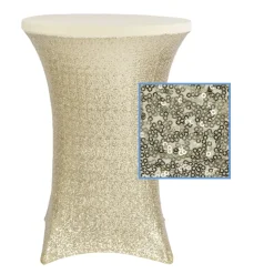 Perfect Fit Sequin Spandex Cocktail Table Cover 30"-32" Round - Champagne