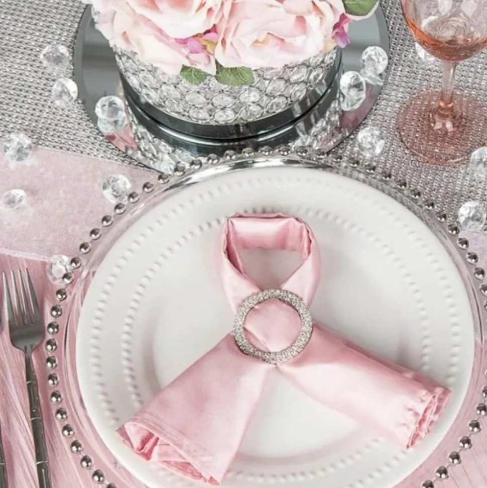 Pink Accordion Crushed Taffeta - Square/Round/Rectangular Table Topper/Overlay