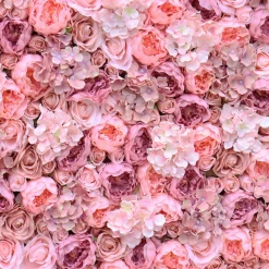 Pink & Blush Mixed Florals - Curtain Style Floral Wall - Easy Install! Select Size