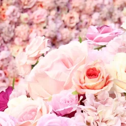 Pink Mixed Floral Wall - Curtain Style - Easy Install! Select Size