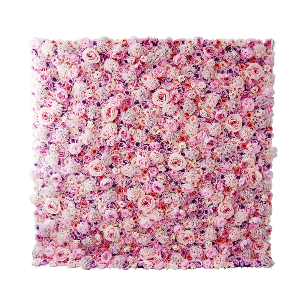 Pink Mixed Floral Wall - Curtain Style - Easy Install! Select Size