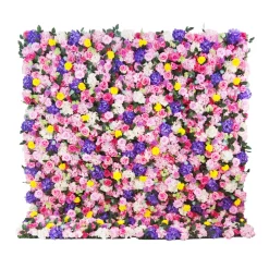 Pink, Red, Purple & White Mixed Florals - Curtain Style Floral Wall - Easy Install! Select Size