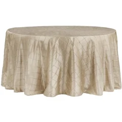 Pintuck Taffeta 132" Round Tablecloth - Champagne