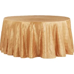 Pintuck Taffeta 120" Round Tablecloth - Gold