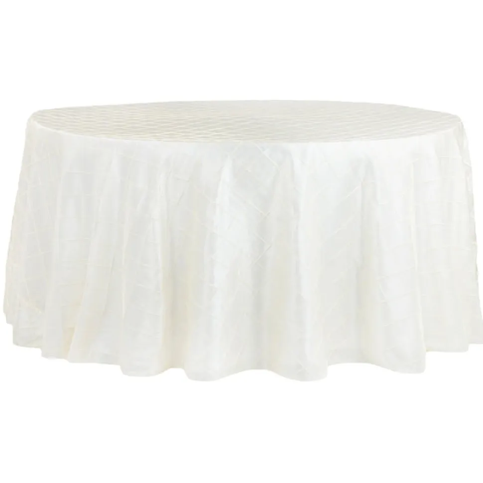 Pintuck Taffeta 120" Round Tablecloth - Ivory