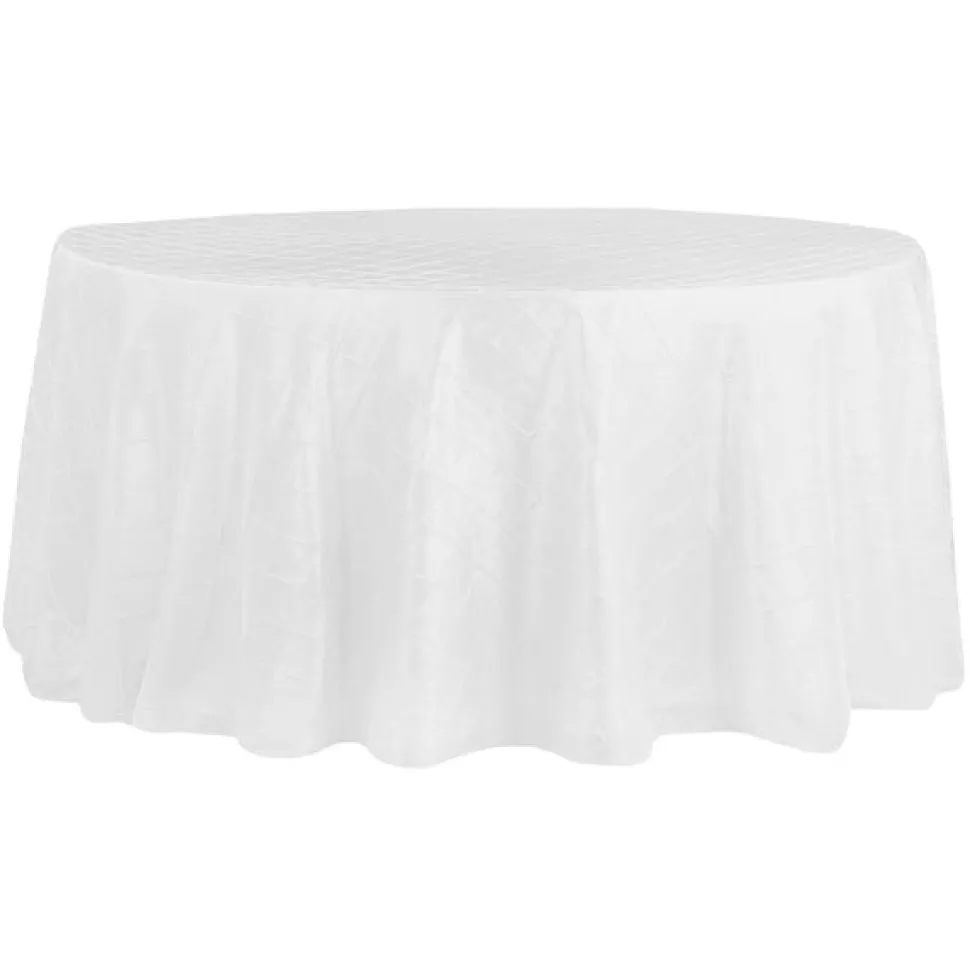 Pintuck Taffeta 120" Round Tablecloth - White
