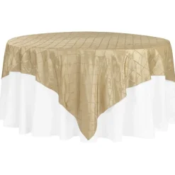 Pintuck Taffeta 90" x 90" Square Overlay - Champagne