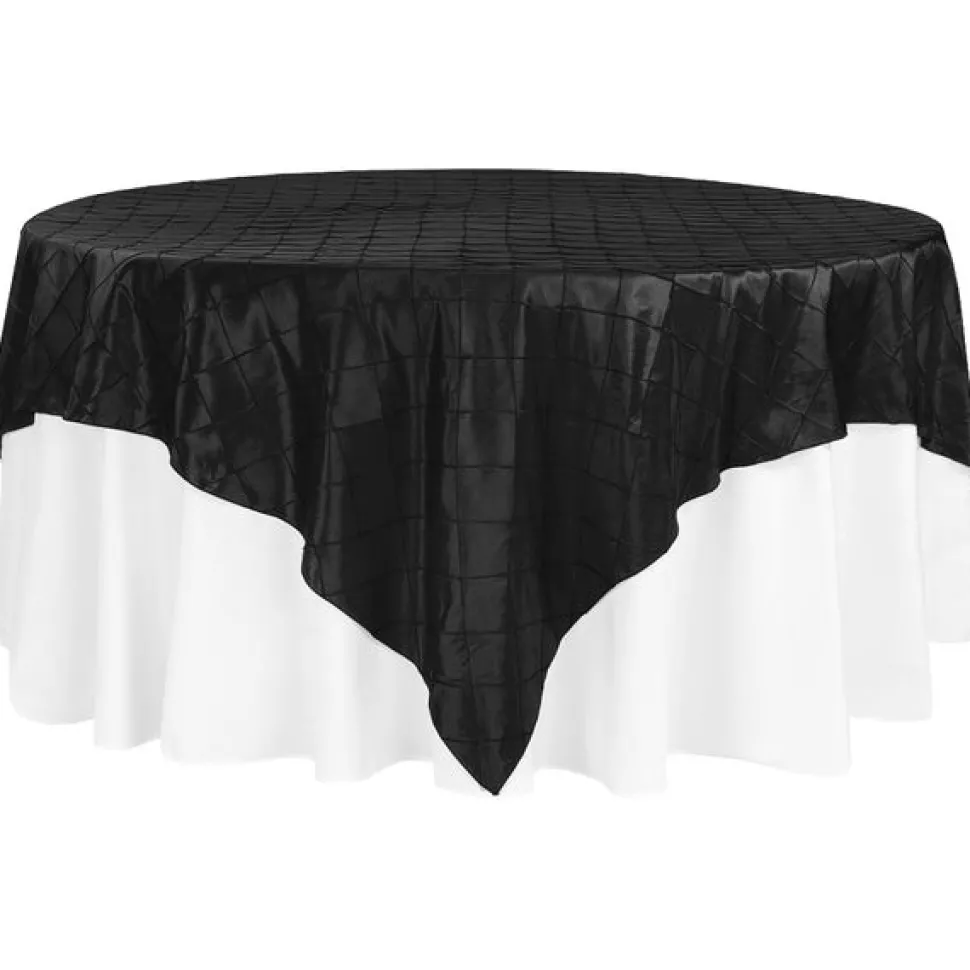 Pintuck Taffeta 90" x 90" Square Overlay - Black