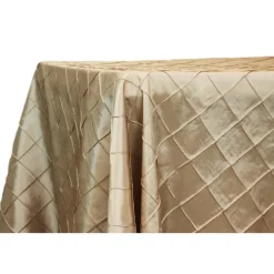 Pintuck Taffeta 90" x 156" Tablecloth - Champagne