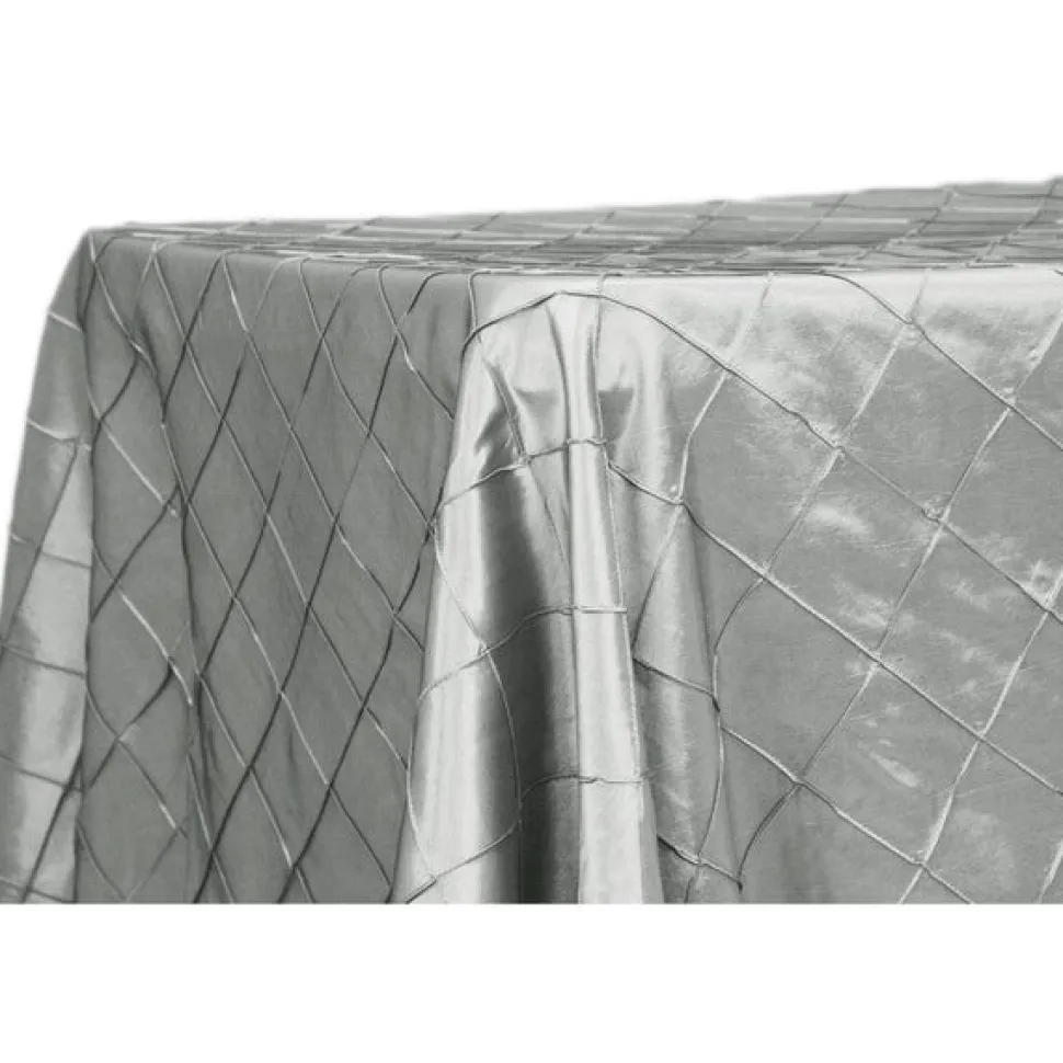 Pintuck Taffeta 90" x 132" Tablecloth - Silver