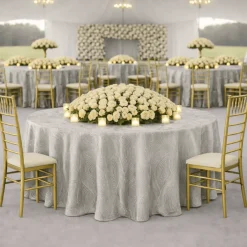 Platinum Sombra Jacquard Tablecloth - Multiple Size Options