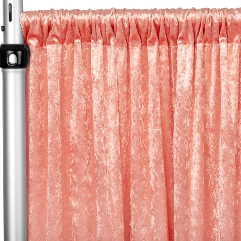 Premade Velvet Backdrop Curtain 10ft Long x 52in Wide in Coral