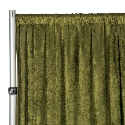 Premade Velvet Backdrop Curtain 10ft Long x 52in Wide in Olive Green