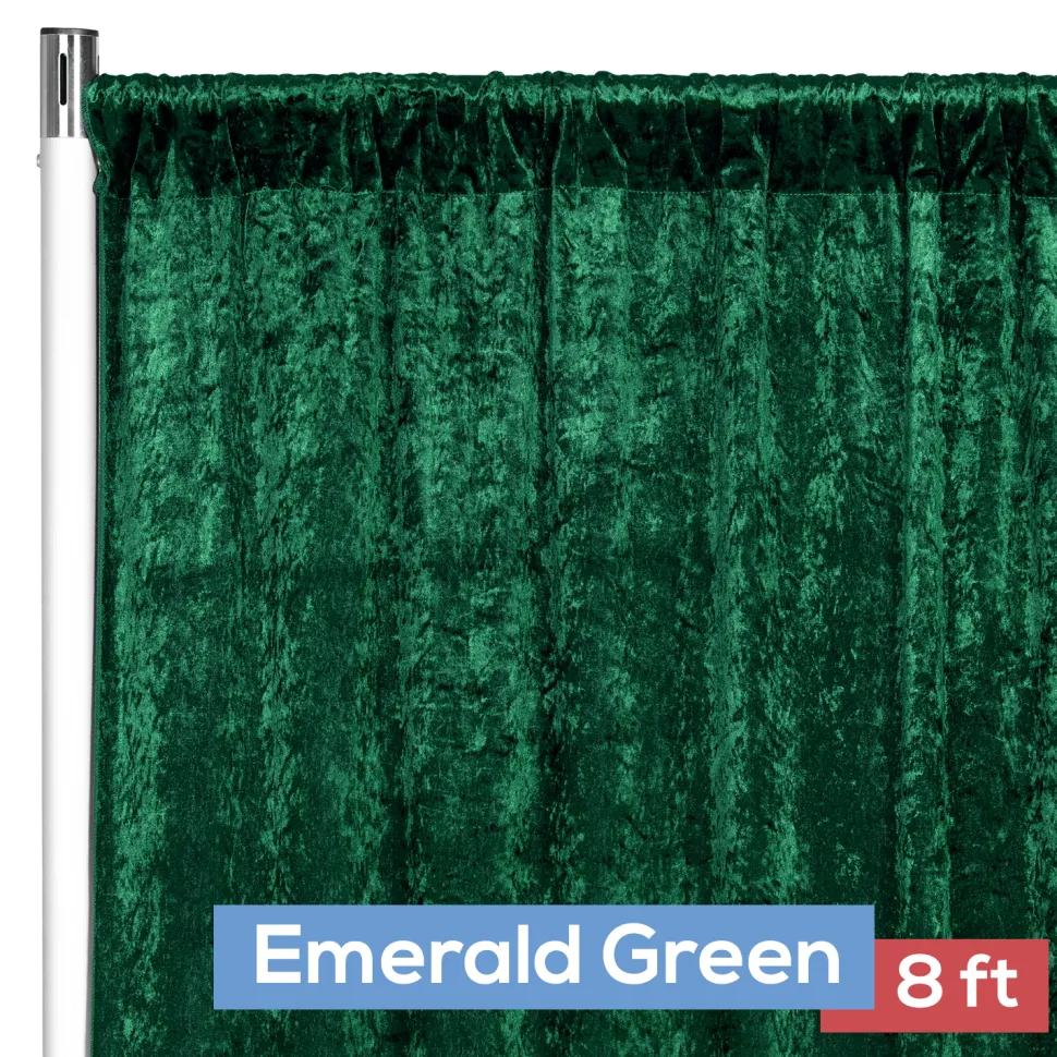 Premade Velvet Backdrop Curtain Panel - 8ft Long x 52in Wide - Emerald Green