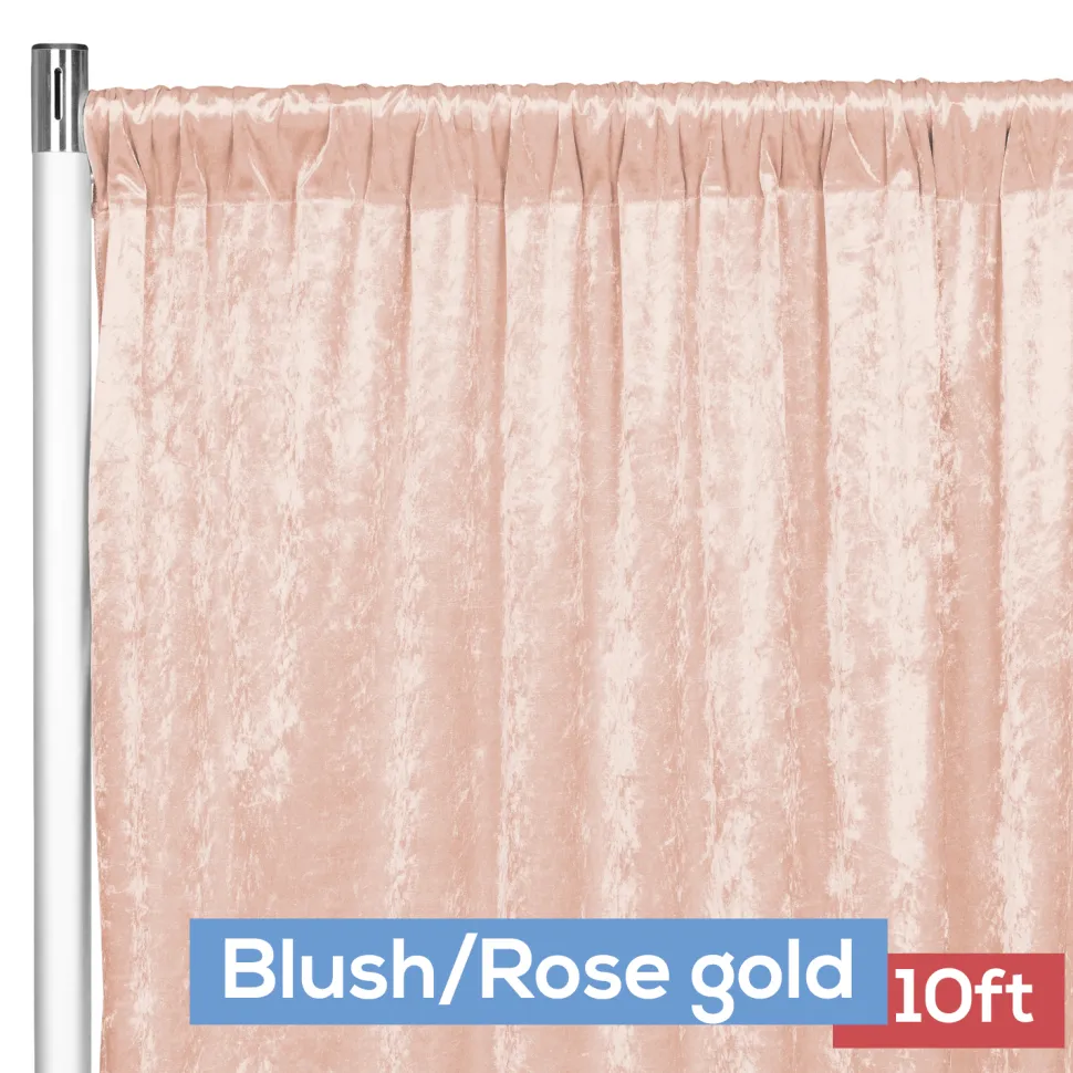Premade Velvet Backdrop Curtain Panel - 10ft Long x 52in Wide - Blush/Rose Gold