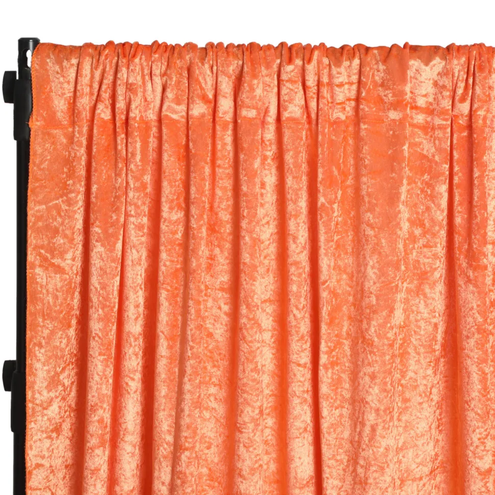 Premade Velvet Backdrop Curtain 18ft Long x 52in Wide in Orange