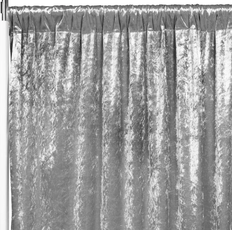 Premade Velvet Backdrop Curtain 18ft Long x 52in Wide in Silver