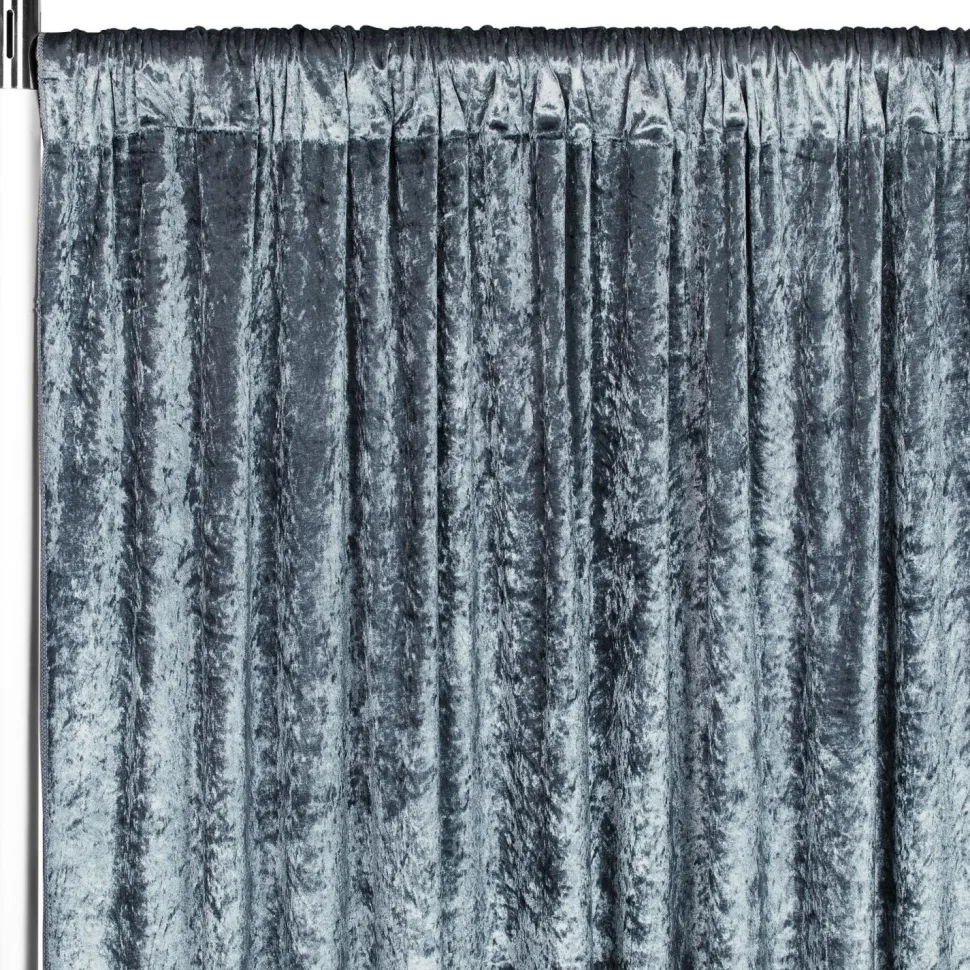 Premade Velvet Backdrop Curtain 14ft Long x 52in Wide in Dark Slate Blue