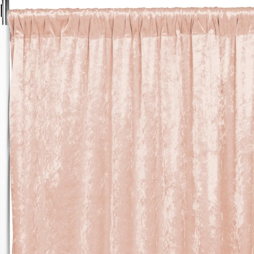 Premade Velvet Backdrop Curtain 12ft Long x 52in Wide in Blush/Rose Gold