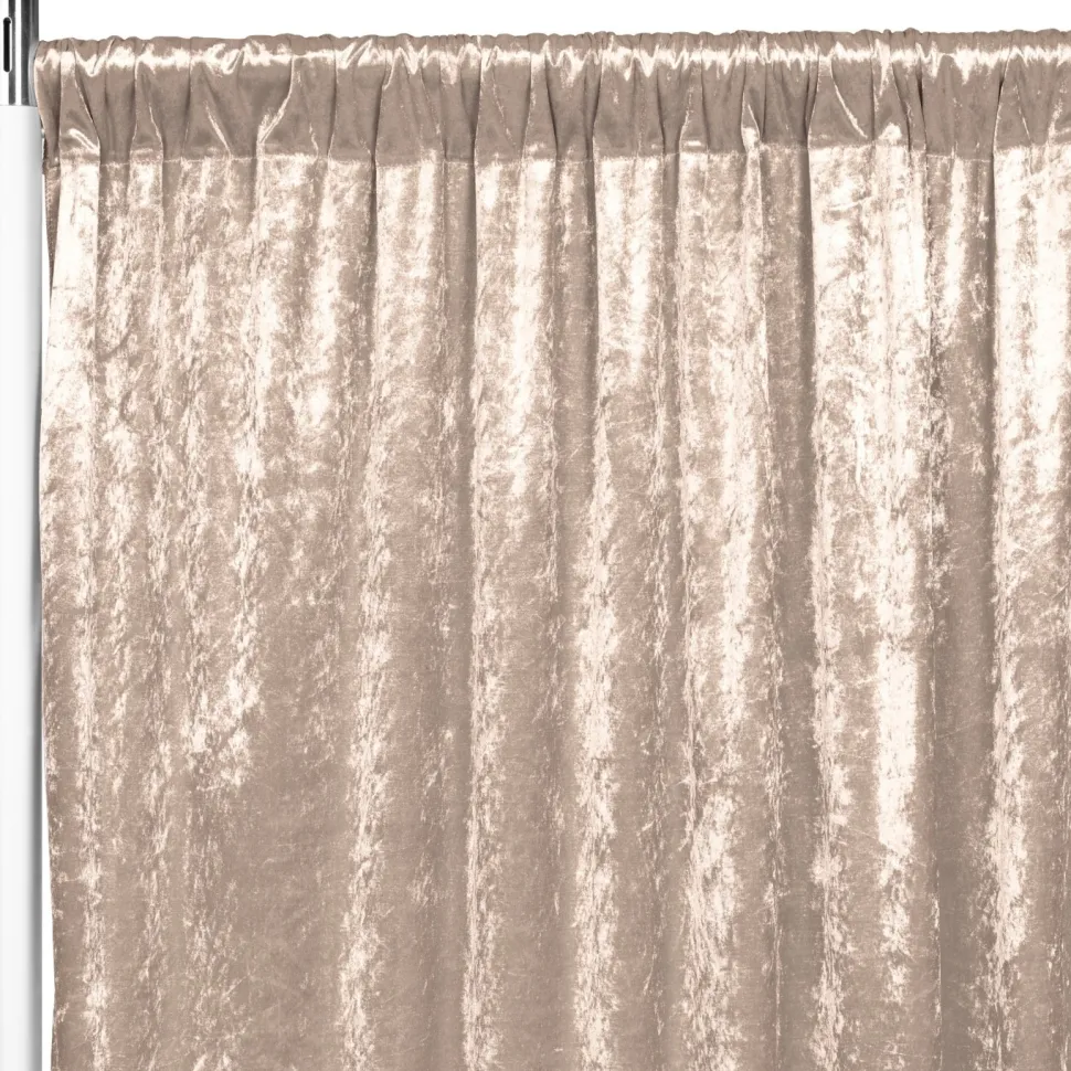 Premade Velvet Backdrop Curtain 10ft Long x 52in Wide in Beige