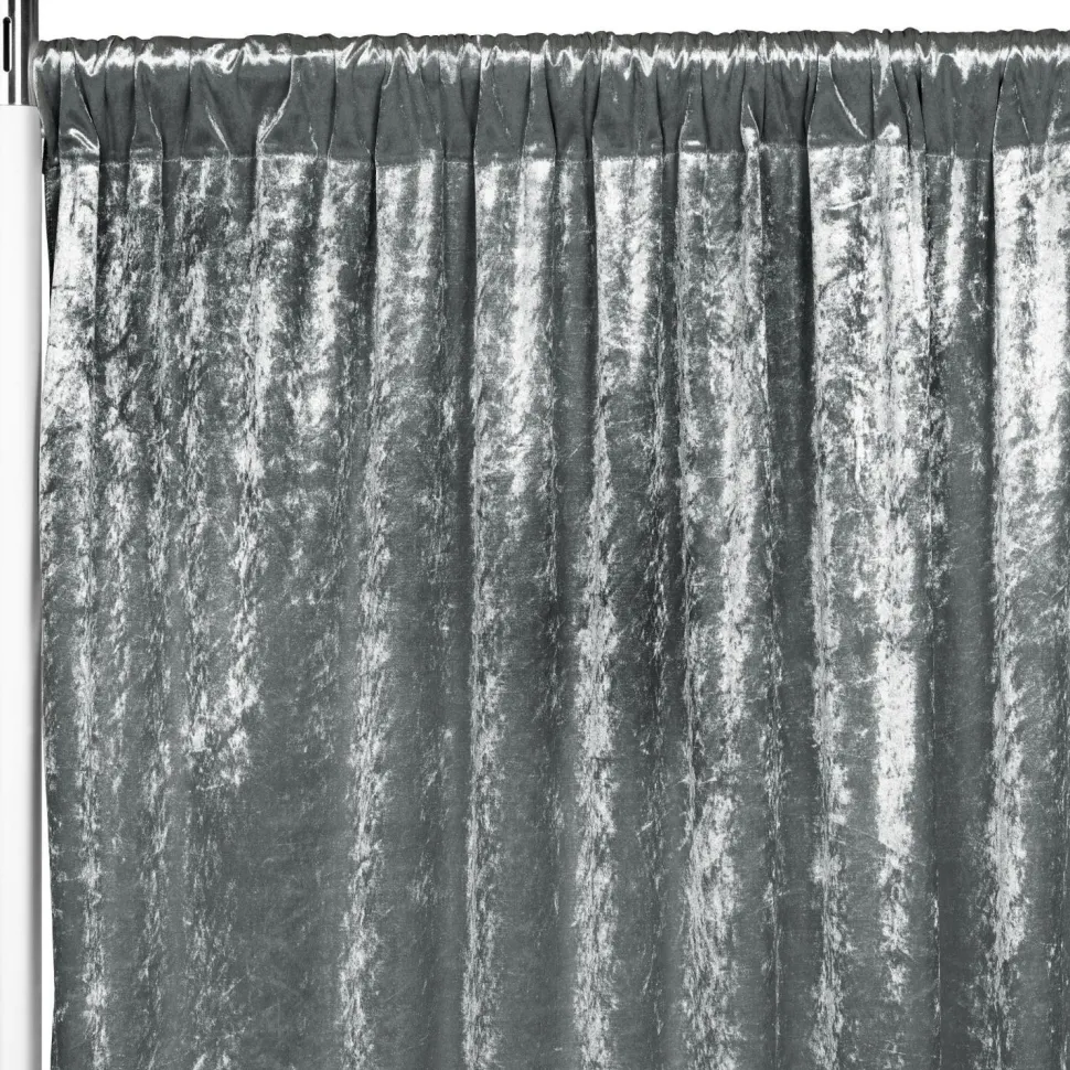 Premade Velvet Backdrop Curtain 8ft Long x 52in Wide in Charcoal