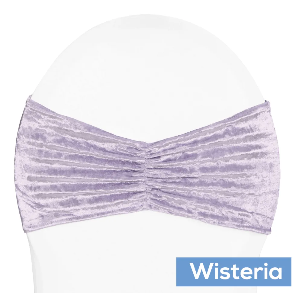 Premade Velvet Ruffle Stretch Chair Band - Wisteria